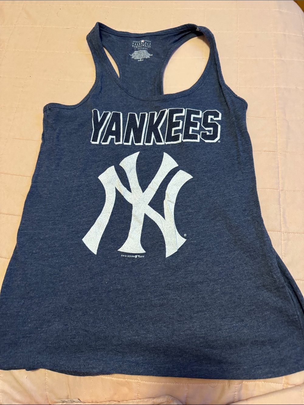 5th & Ocean Navy Yankees Graphic Racerback Tank